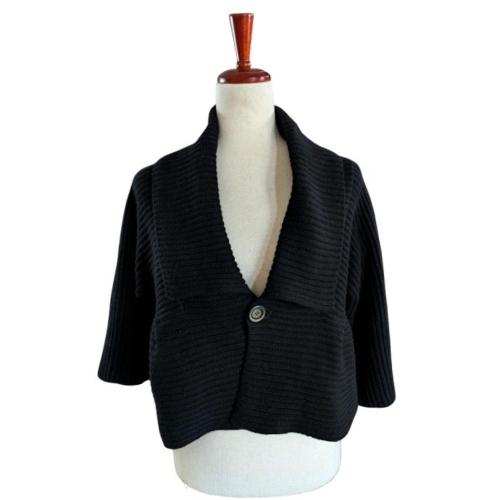 Brunello Cucinelli Black 100% Cashmere Ribbed Shawl Collar Cardigan XL Italy